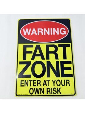 Kalan Metal Tin Warning Sign Fart Zone Funny Humor Prank Joke Humor Office Room